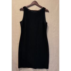 Vtg 90s Louben Minimalist Black Sheath Dress (LBD) - Made in Canada - Size 10